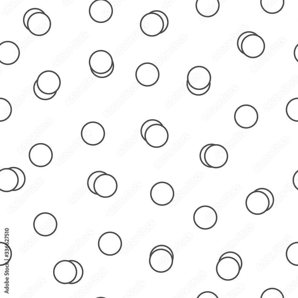 Polka dot seamless pattern. White and black circles on white background