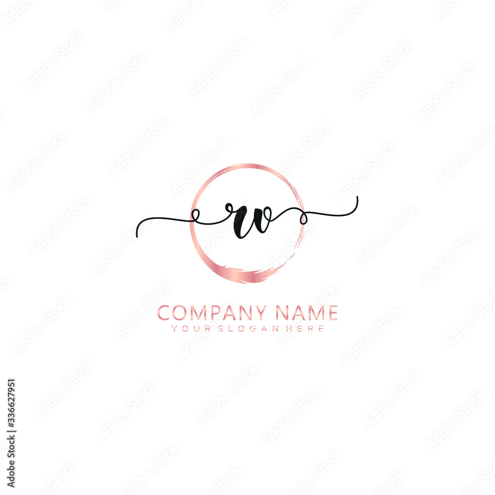 RV initial Handwriting logo vector template
