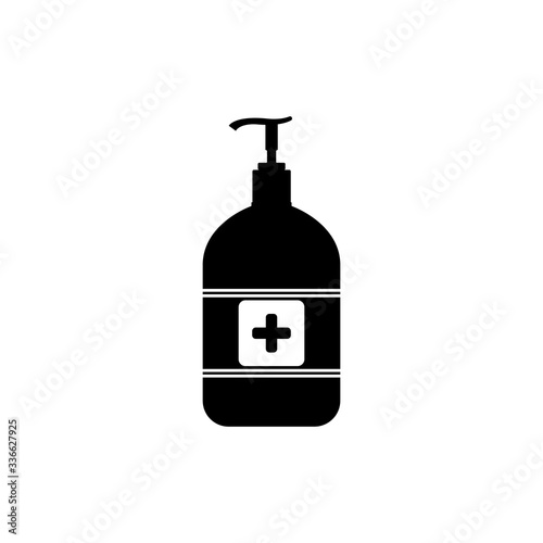 Hand sanitizer bottle icon isolated on white background. Disinfection concept. Washing gel. Alcohol bottle for hygiene.Vector Illustration