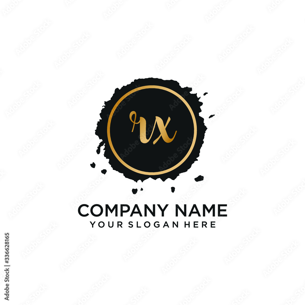 Naklejka premium RX initial Handwriting logo vector template