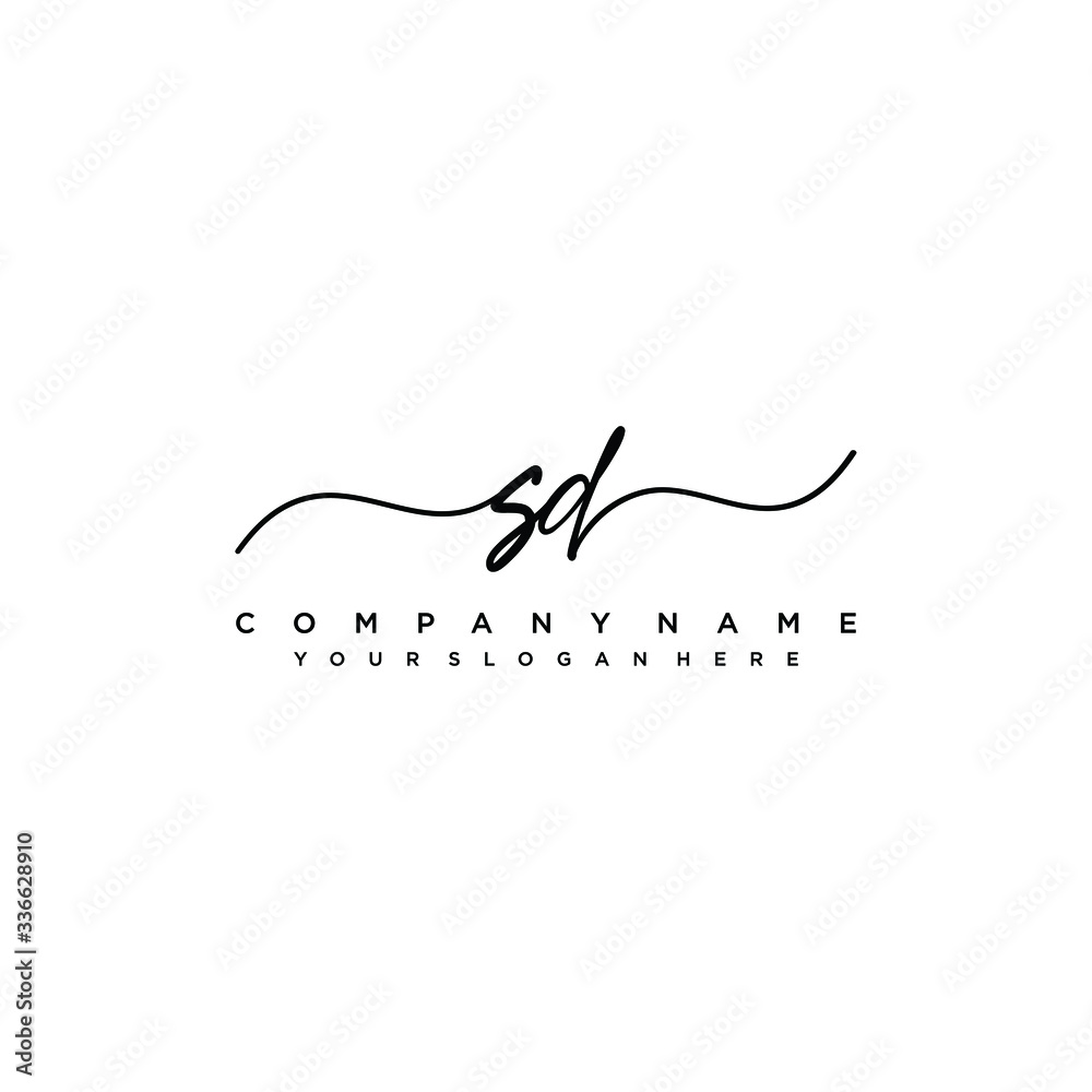 SD initial Handwriting logo vector template SD initial Handwriting logo vector template