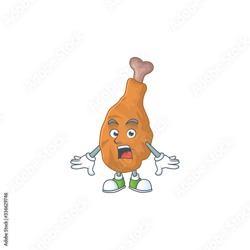 A cartoon design of fried chicken showing an amazed gesture