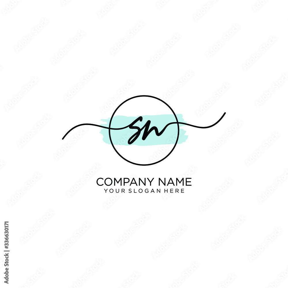 SN initial Handwriting logo vector template SN initial Handwriting logo vector template