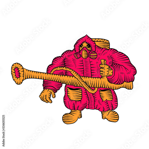 Exterminator. Coronavirus and pandemic. Vector illustration on white background