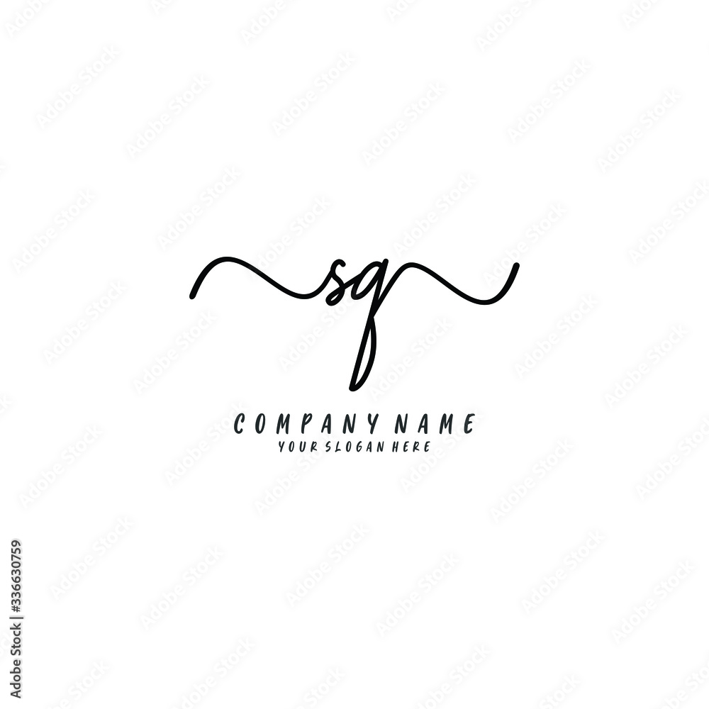 SQ initial Handwriting logo vector template SQ initial Handwriting logo vector template