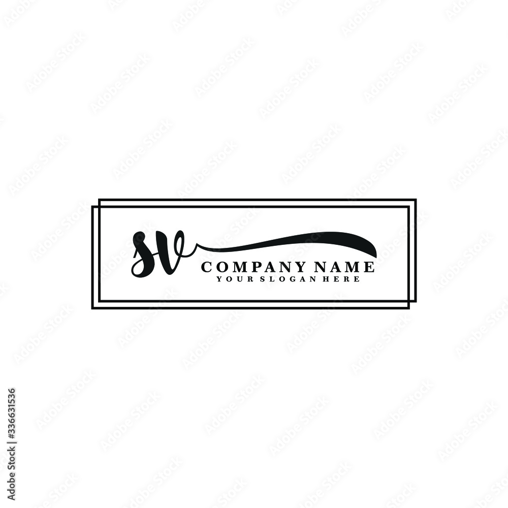 SV initial Handwriting logo vector template SV initial Handwriting logo vector template