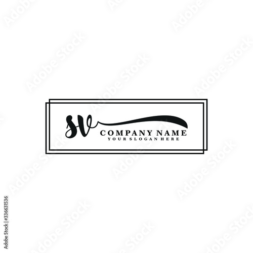 SV initial Handwriting logo vector template