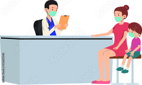 Mother and son check up their condition on pandemic
