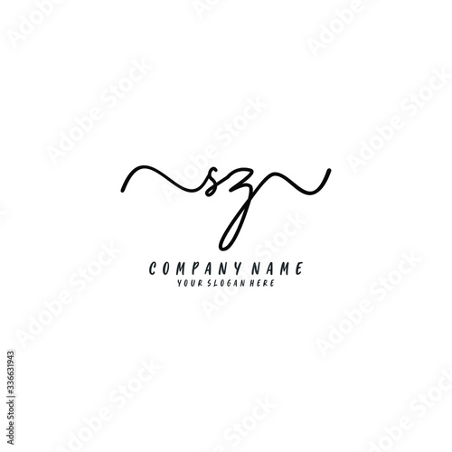 SZ initial Handwriting logo vector template