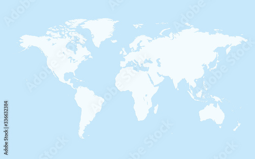 Fototapeta Naklejka Na Ścianę i Meble -  simple world map, light blue background 1