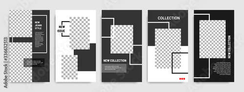 Minimal social media stories / story template layout banner in white black background color