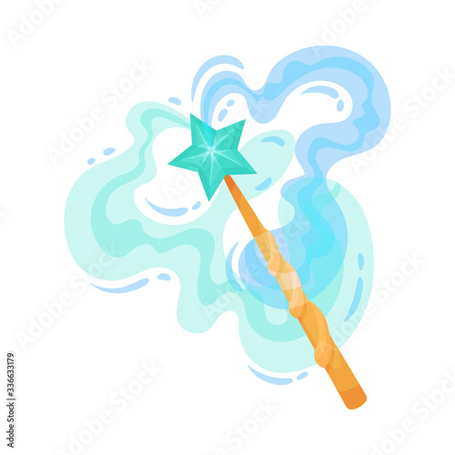 Fairy Stick with Sparkling Glow for Magic Enchantment Vector Illustration