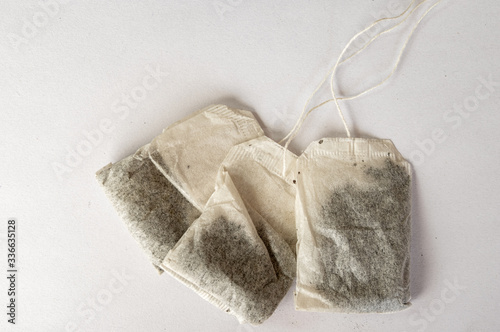 Three Tea Bags on White photo