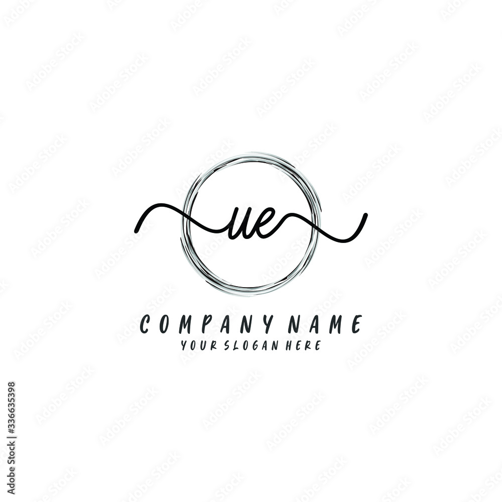 UE initial Handwriting logo vector template UE initial Handwriting logo vector template