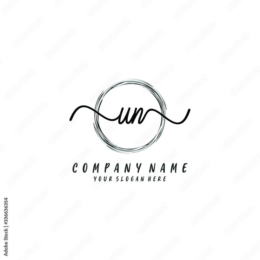 UN initial Handwriting logo vector template UN initial Handwriting logo vector template