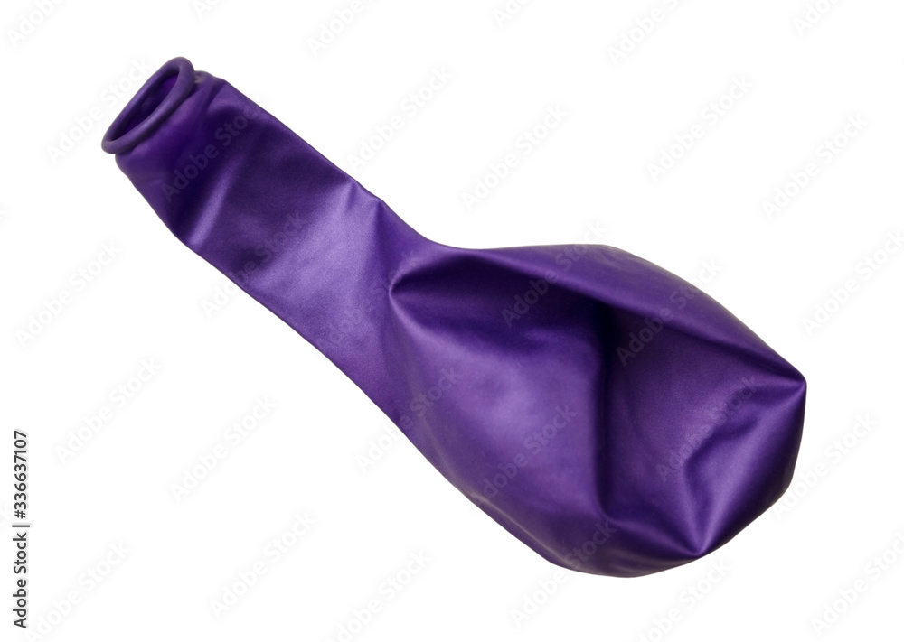 Not an inflated purple balloon isolated on a white background. Item for greeting card, scene creator and other design.