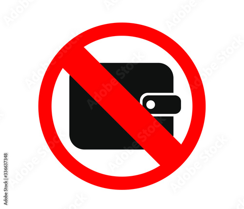 wallet not allowed sign isolated on white background
