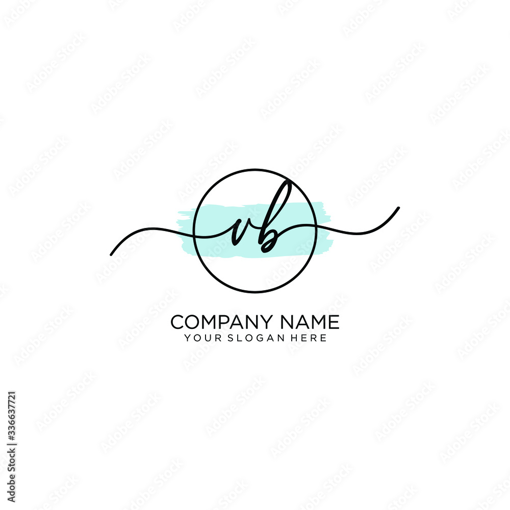 VB initial Handwriting logo vector template