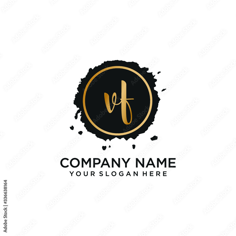 Naklejka premium VF initial Handwriting logo vector template
