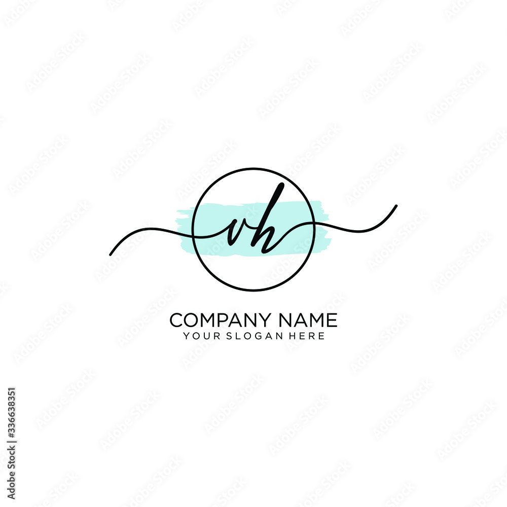 VH initial Handwriting logo vector template