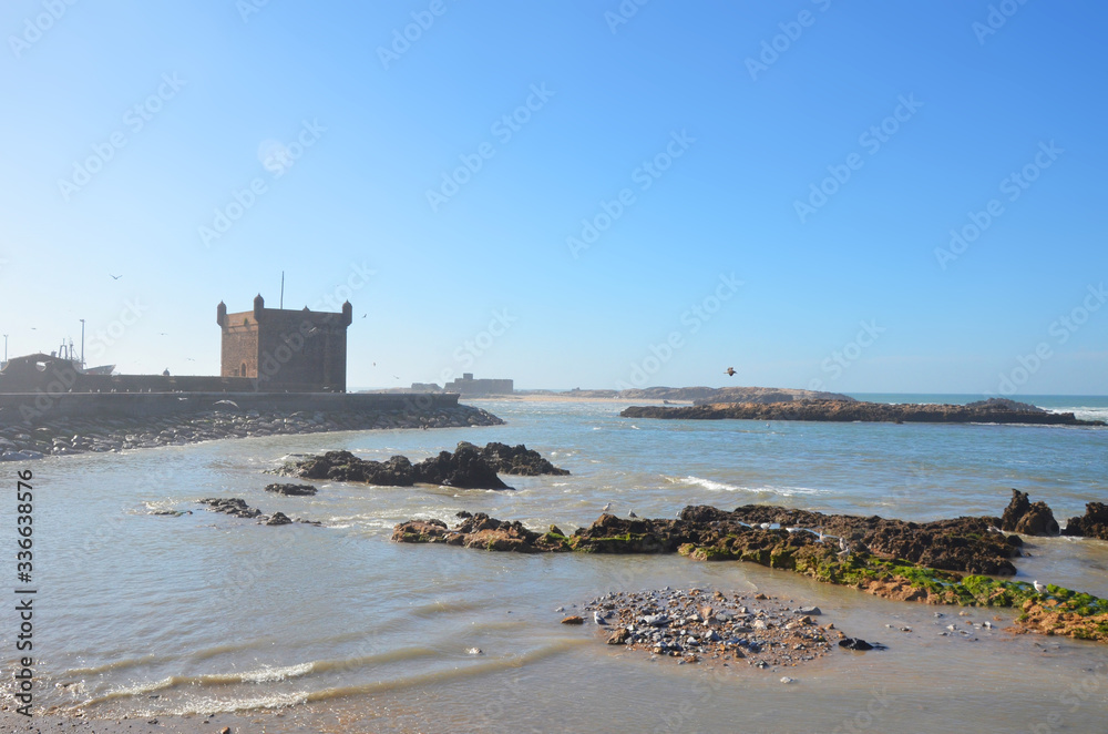 Beautiful Island fortress in front of the port of Essaouira, Morocco