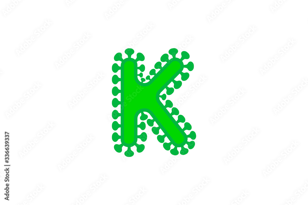 k letter green coronavirus floral font covid vector design element k letter green coronavirus floral font covid vector design element