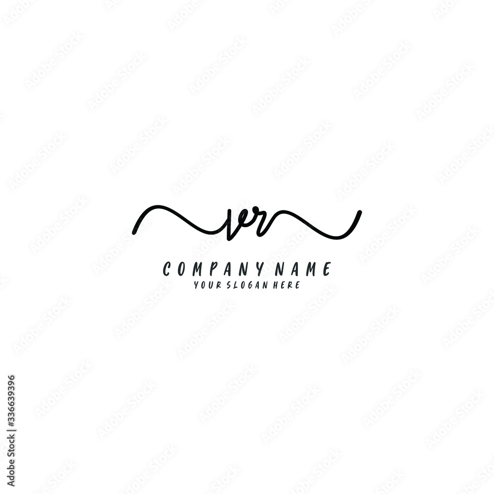 VR initial Handwriting logo vector template VR initial Handwriting logo vector template