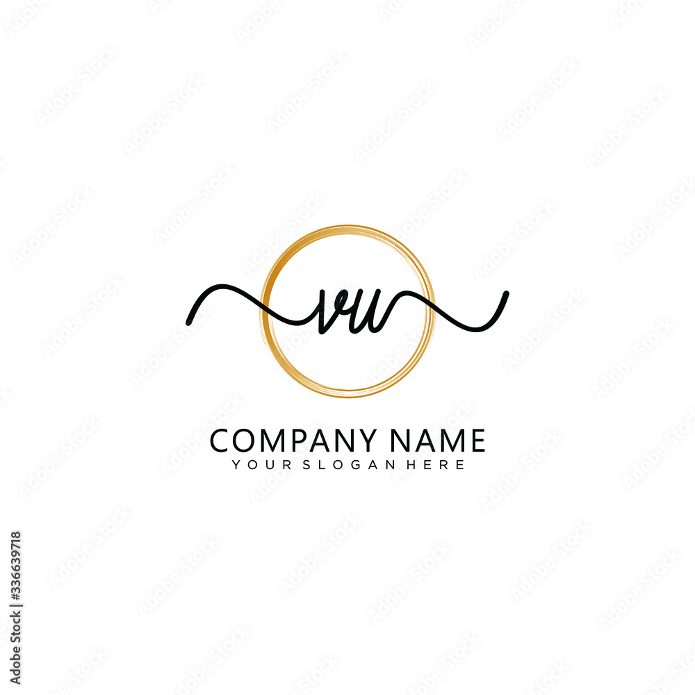 VU initial Handwriting logo vector template VU initial Handwriting logo vector template