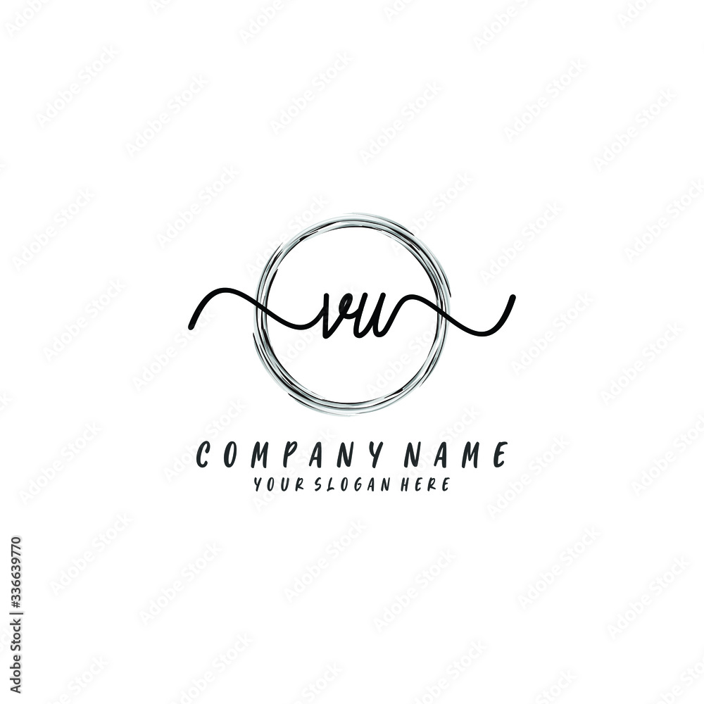 VU initial Handwriting logo vector template VU initial Handwriting logo vector template