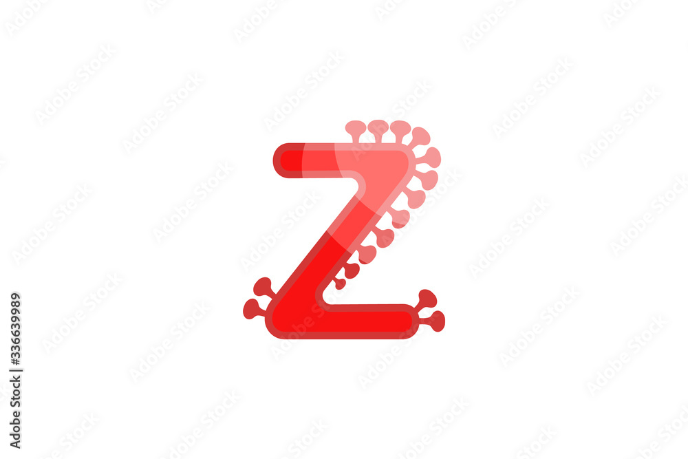 z letter red coronavirus floral font covid vector design element z letter red coronavirus floral font covid vector design element