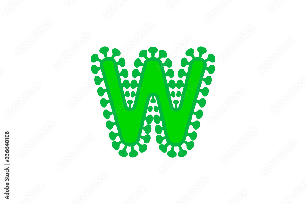 w letter green coronavirus floral font covid vector design element w letter green coronavirus floral font covid vector design element