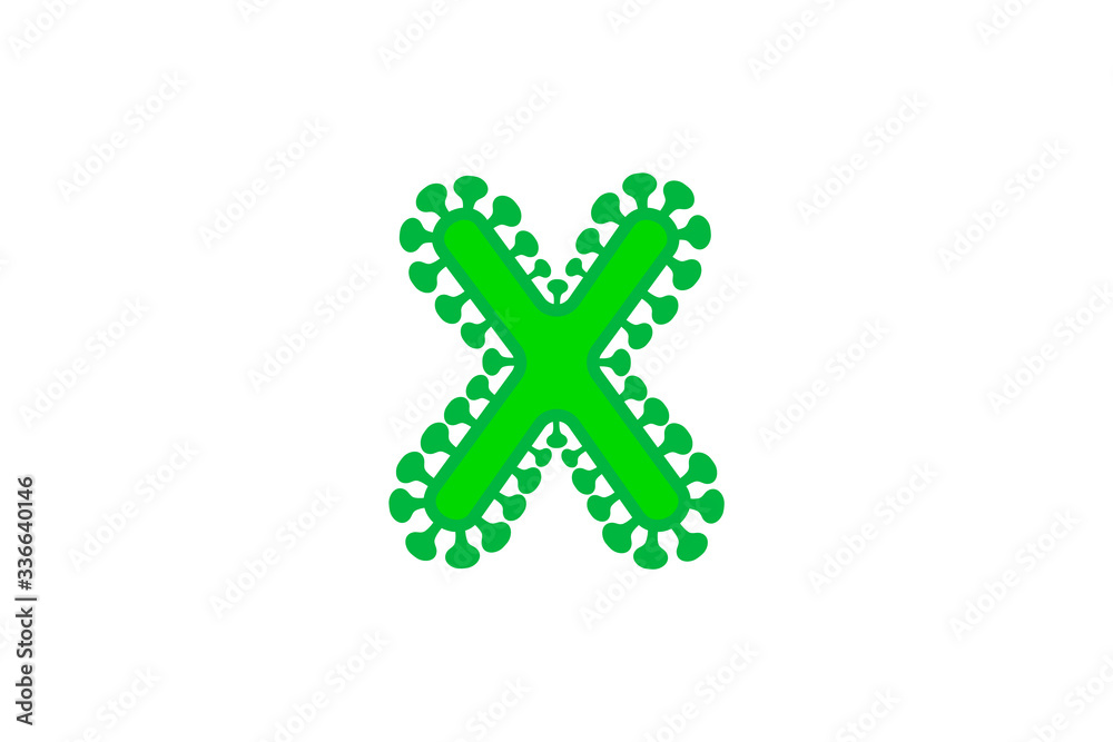x letter green coronavirus floral font covid vector design element x letter green coronavirus floral font covid vector design element