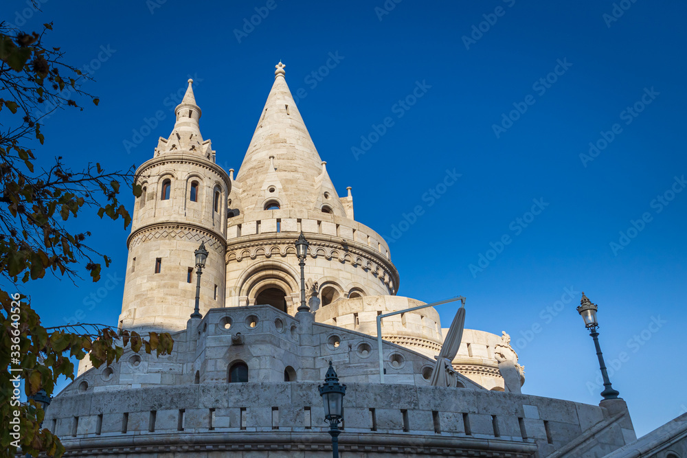 Fishermans Bastion - famous touristic place with a city view in Budapest, Hungary