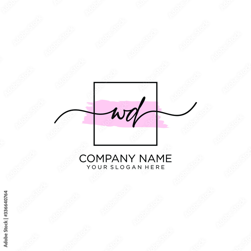 WD initial Handwriting logo vector template WD initial Handwriting logo vector template