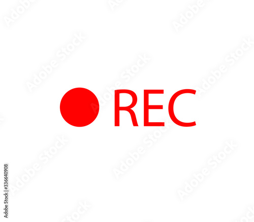 red record icon, record vector or recording symbol