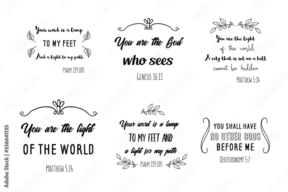 Christian quotes, Bible verses Scripture. Set of Calligraphy saying for ...
