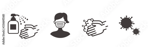washing hands mask gargling illustration vector