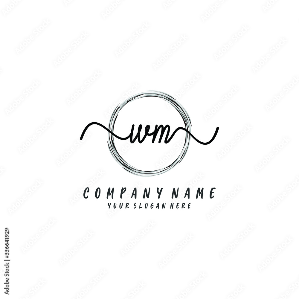 WM initial Handwriting logo vector template WM initial Handwriting logo vector template