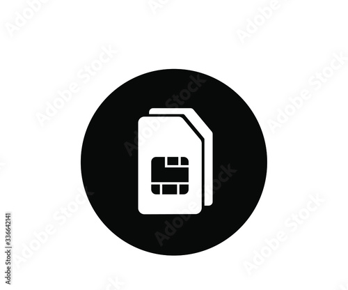 sim icon isolated on white background, symbol of cellular SIM created by illustration