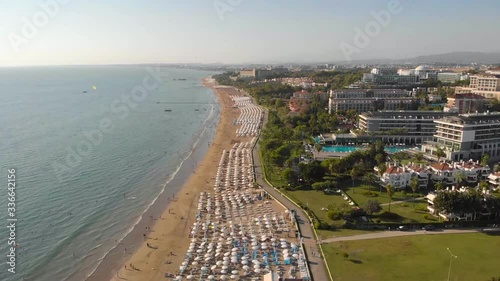 beautiful drone shot of side beach in managvat/antalya in turkey photo