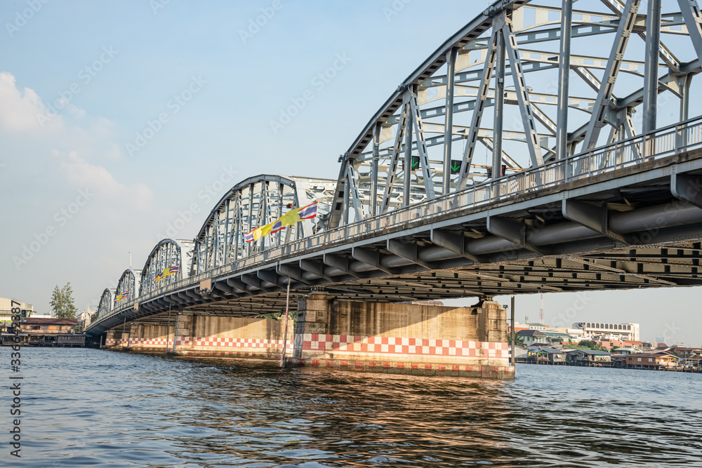 The bridge over the Chao Phraya River in Bangkok Thailand.