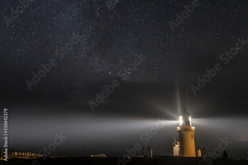 Lighthouse under the night sky
