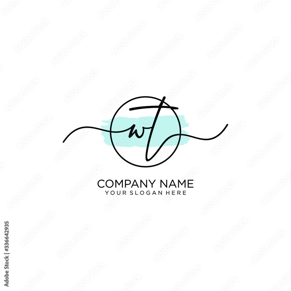 WT initial Handwriting logo vector template WT initial Handwriting logo vector template