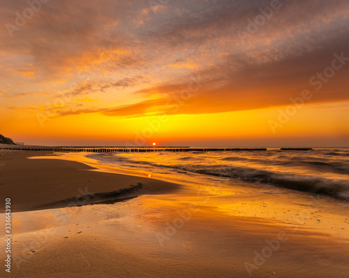 Beautiful, colorful sunset over Baltic sea