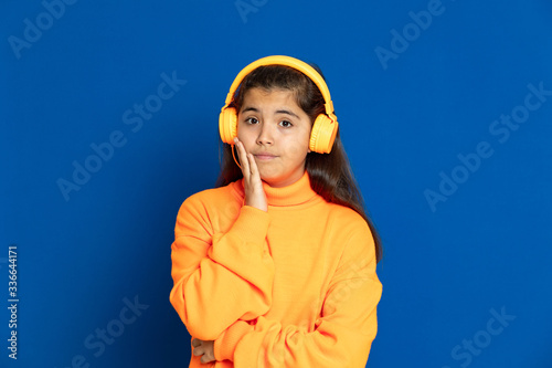 Preteen girl with yellow jersey