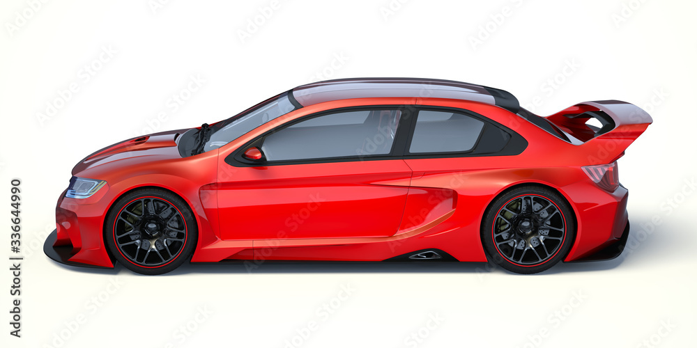 3D rendering of a brand-less generic concept car in studio environment