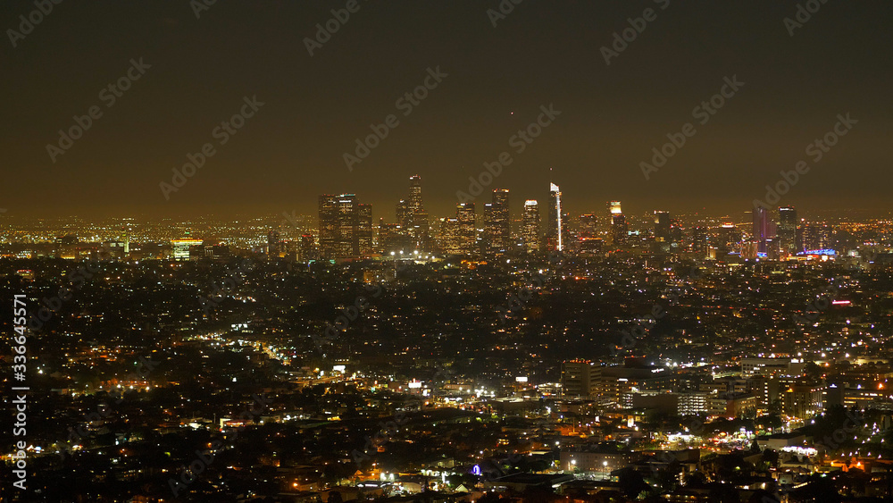 Obraz premium Los Angeles by night - aerial view from the Hollywood Hills - travel photography
