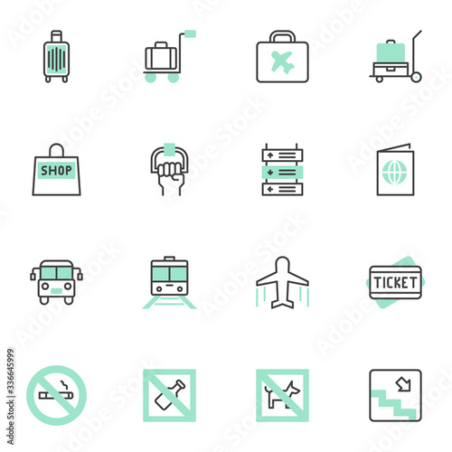 Travel and journey filled outline icons set, line vector symbol collection, linear colorful pictogram pack. Signs logo illustration, Set includes icons as bus, train, plane, ticket, pass, document
