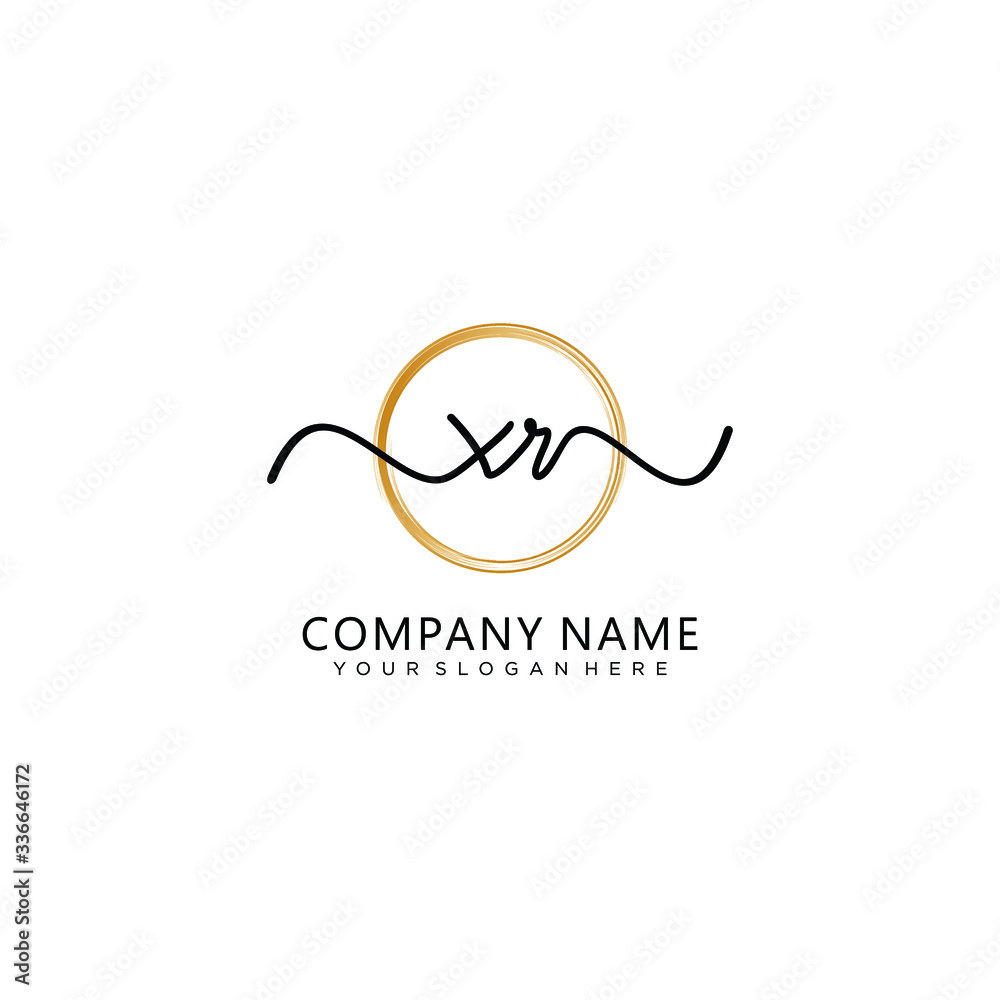 XR initial Handwriting logo vector template