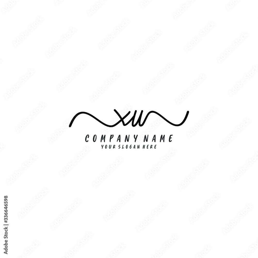 XU initial Handwriting logo vector template